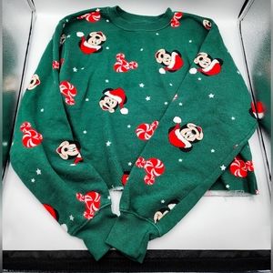 Cropped crewneck Mickey Mouse holiday sweatshirt